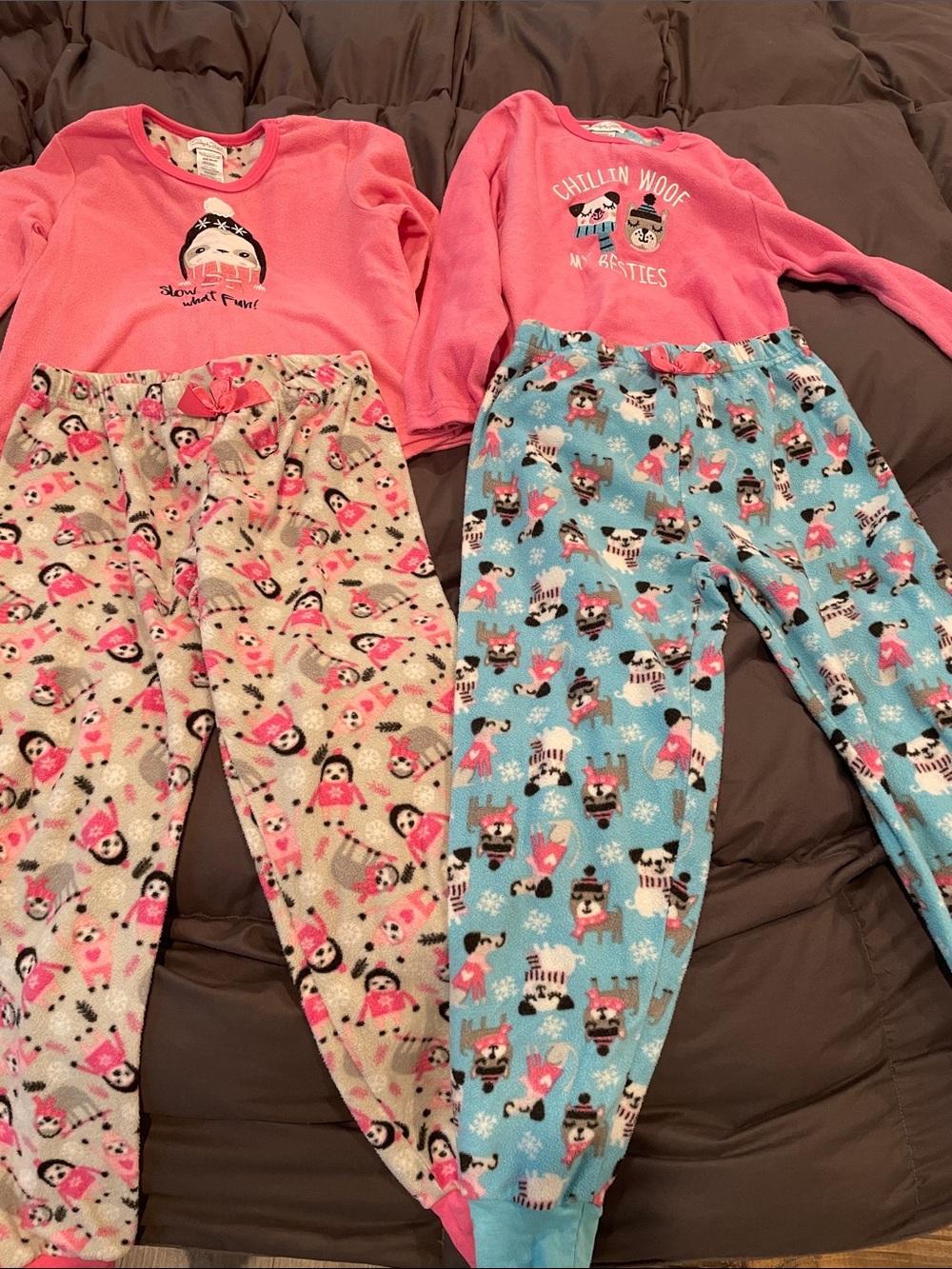 Rene Rofe Pink and Blue Girls Two-Piece Fleece Pajama Sets